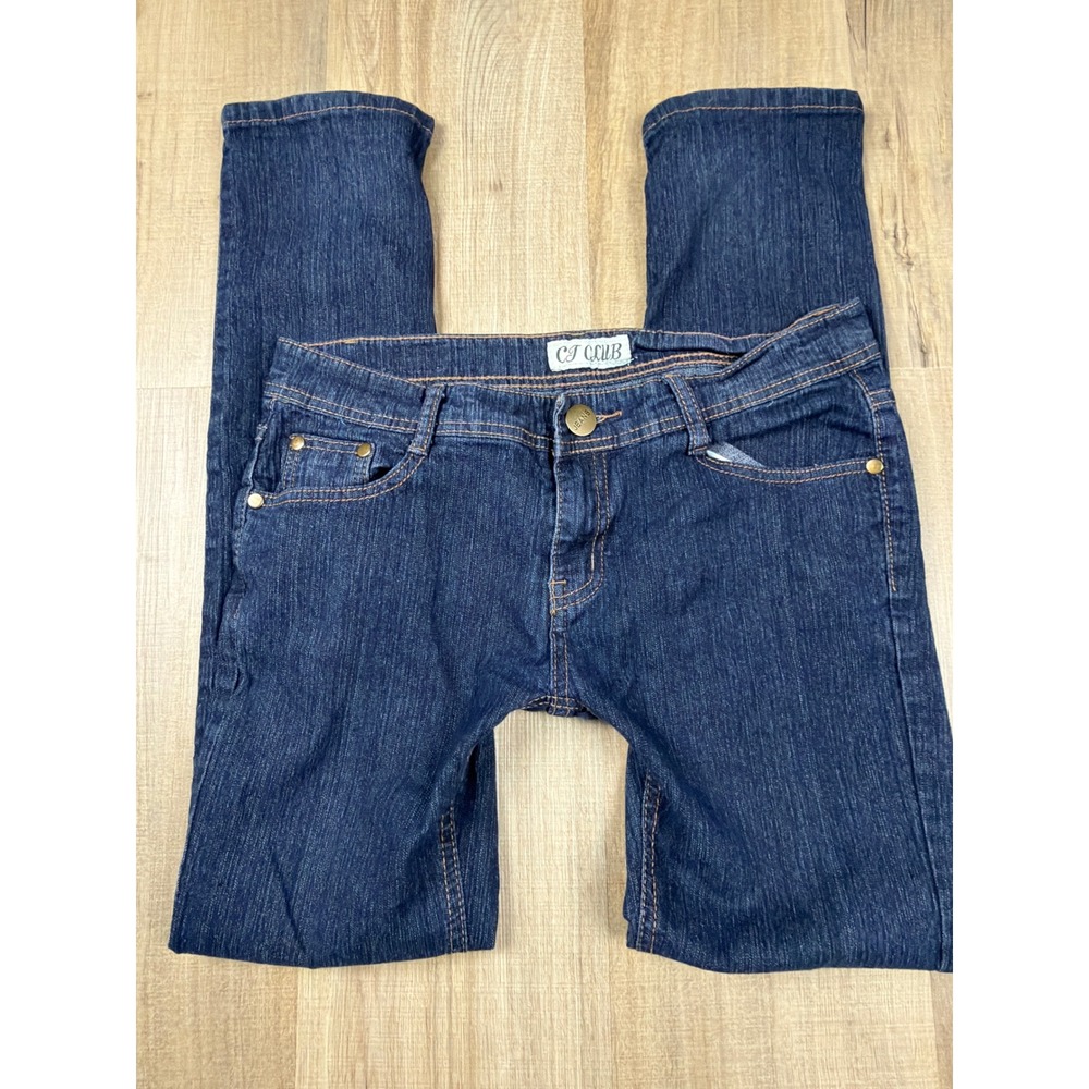 Y2K Low Rise CJ Club Womens Dark Wash Straight Leg Jeans Size 30 Cotton Denim